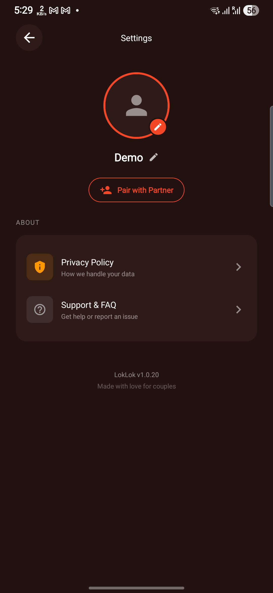 LokLok App - Settings